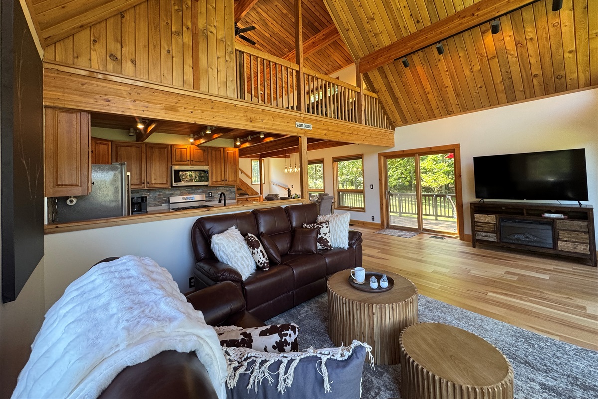 Great room with sleeping loft above