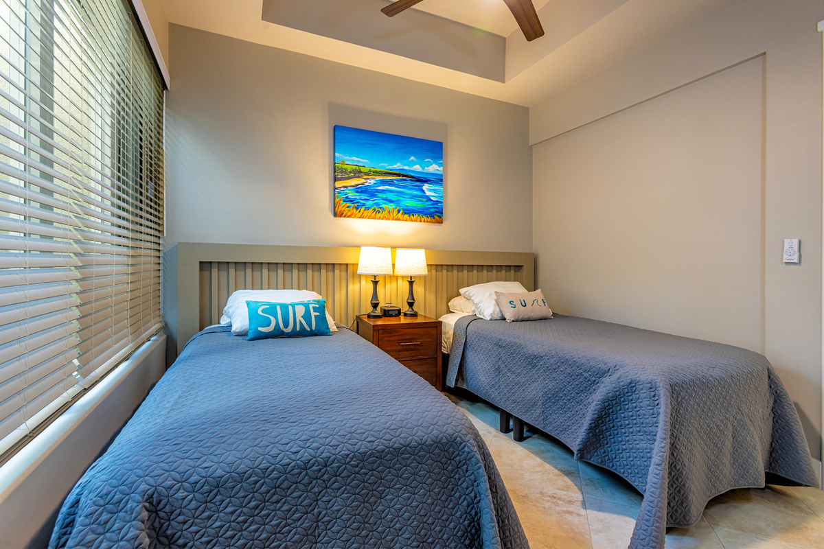 The second bedroom features two txin XL size beds that can be pushed together on request (prior to guest's arrival)