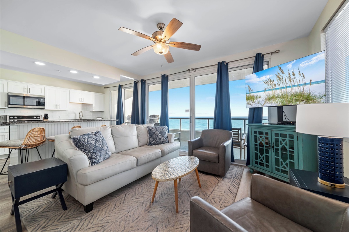 Living room with amazing Gulf view