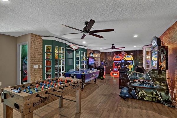 Harry Potter Theme Arcade Game Room (All arcade games are FREE to play!) with Foosball.