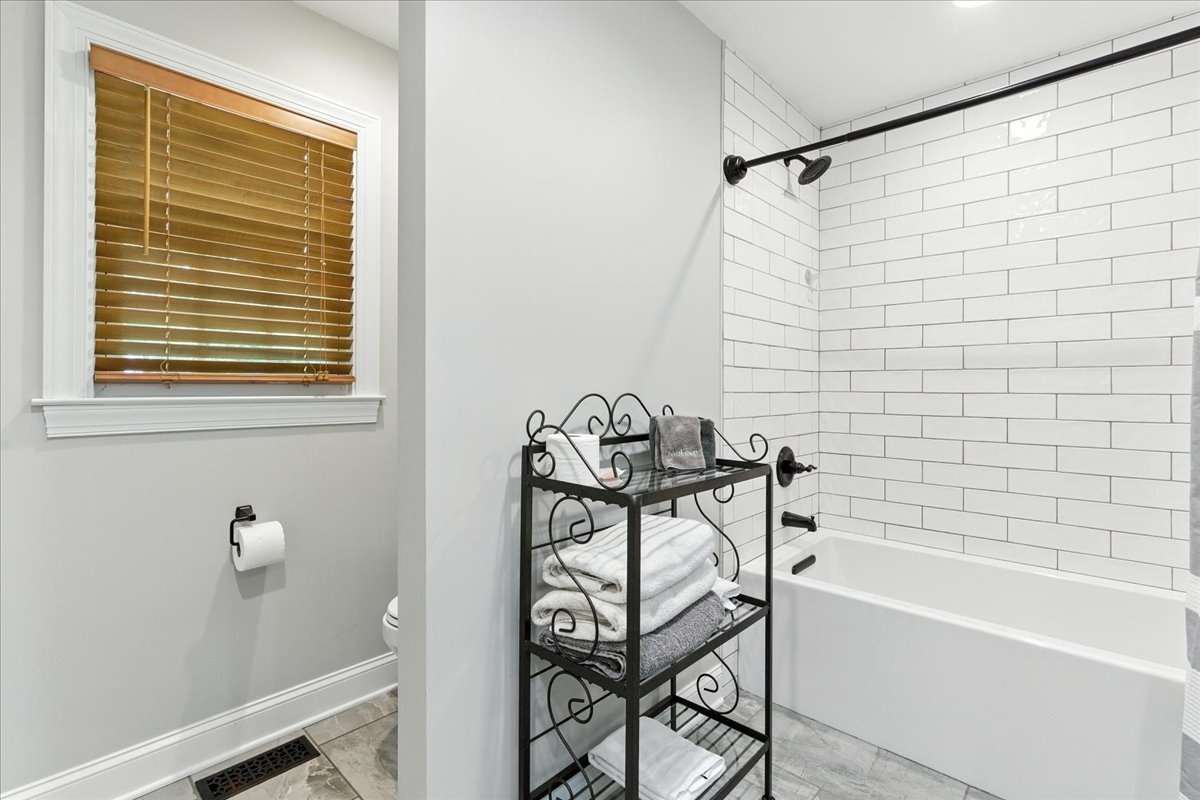 The Suite bathroom is stocked with fresh towels for your comfort.