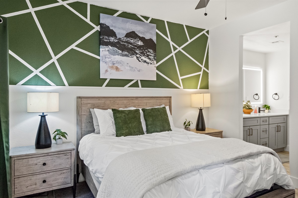 Clean and cozy room with extra comfort in mind.