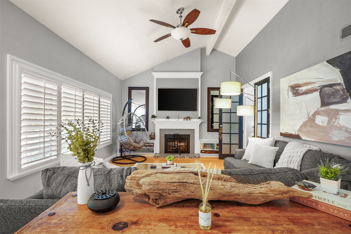 Bright and comfortable living room with cozy seating, an open layout, and a Smart TV perfect for relaxing after a day exploring Napa Valley.