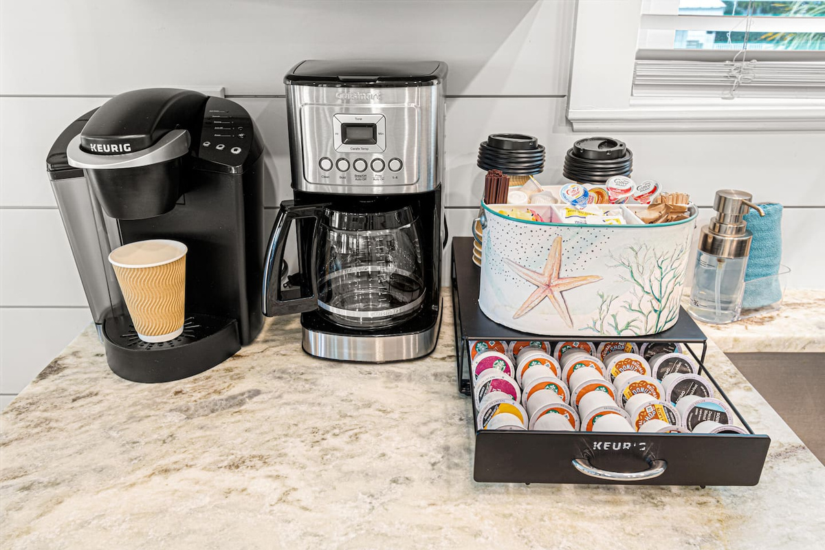 Fully loaded Coffee Bar stocked and waiting for you.