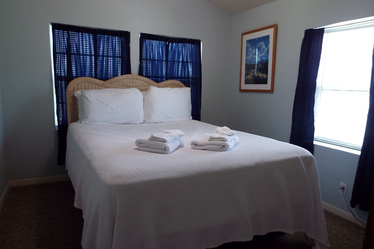 Cool and comfy guest bedroom with queen