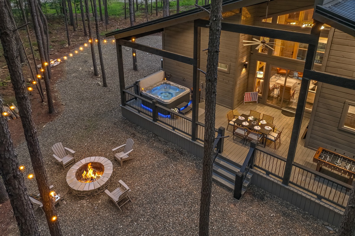 Soak in the hot tub, enjoy outdoor dining, foosball on the back deck, or sitting around the campfire...