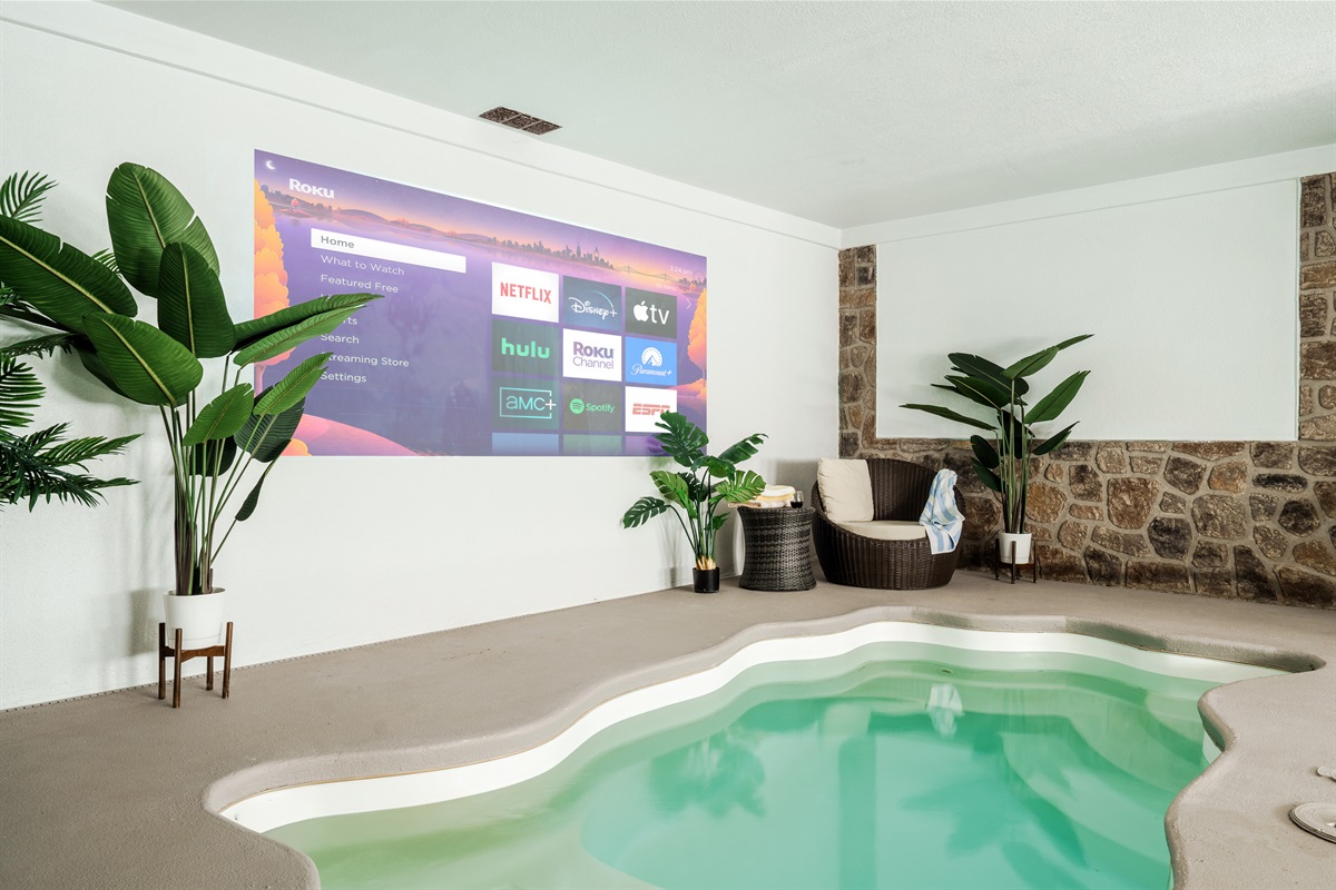 The private indoor pool space is cozy and comfortable, offering a relaxing atmosphere.