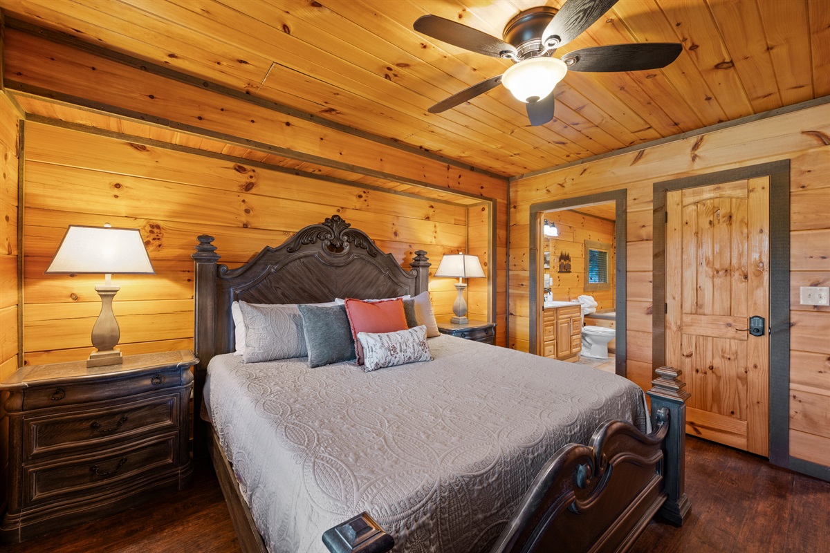 Master suite has a private connected bathroom with shower, soaker tub, and fireplace!