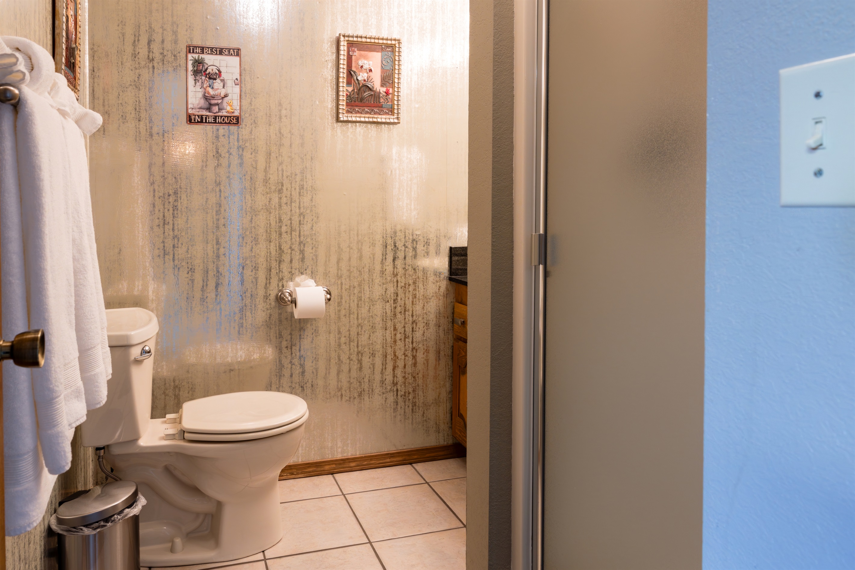 Basement bathroom with shower.