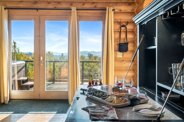 Modern kitchen with a bar area, perfect for casual dining and drinks.