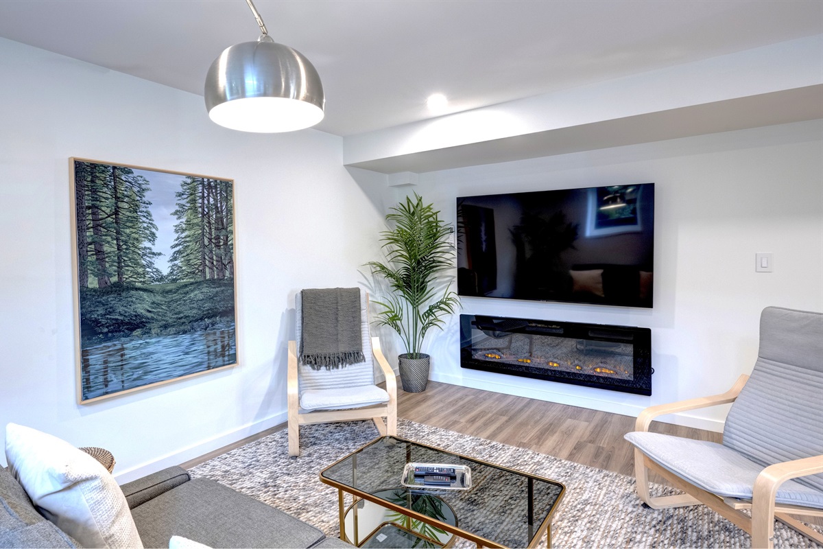 Comfortable seating area designed for relaxing after a day in the city.