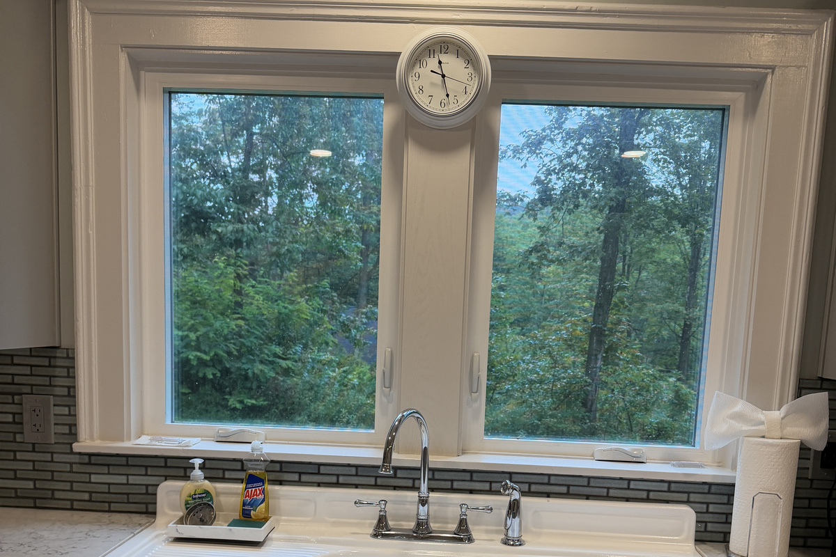 Original Farmhouse sink in modern kitchen