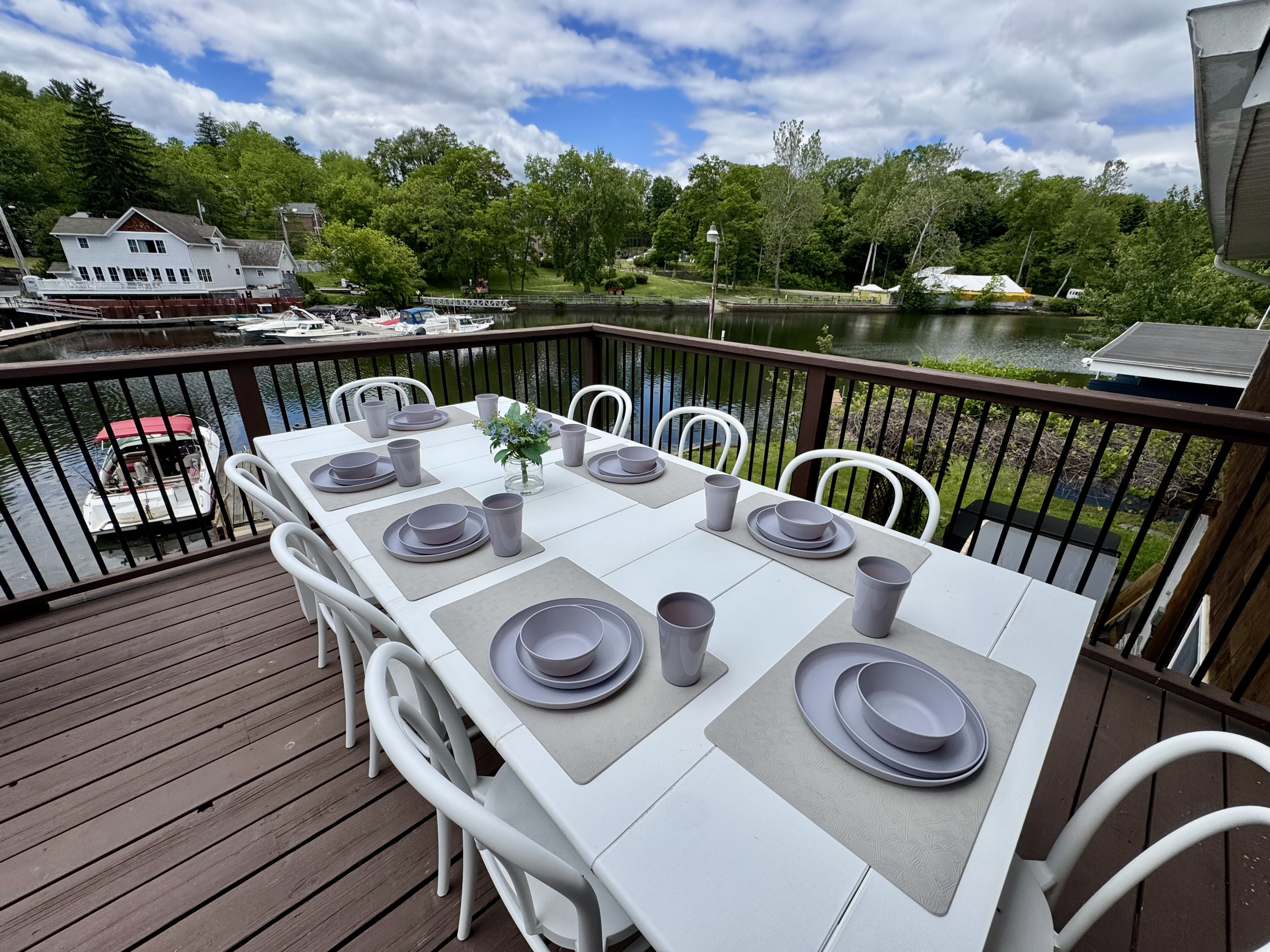 Waterfront dining deck overlooking the Esopus Creek