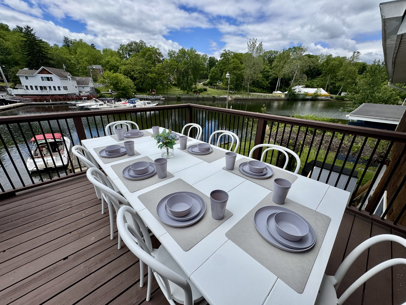 Waterfront dining deck overlooking the Esopus Creek