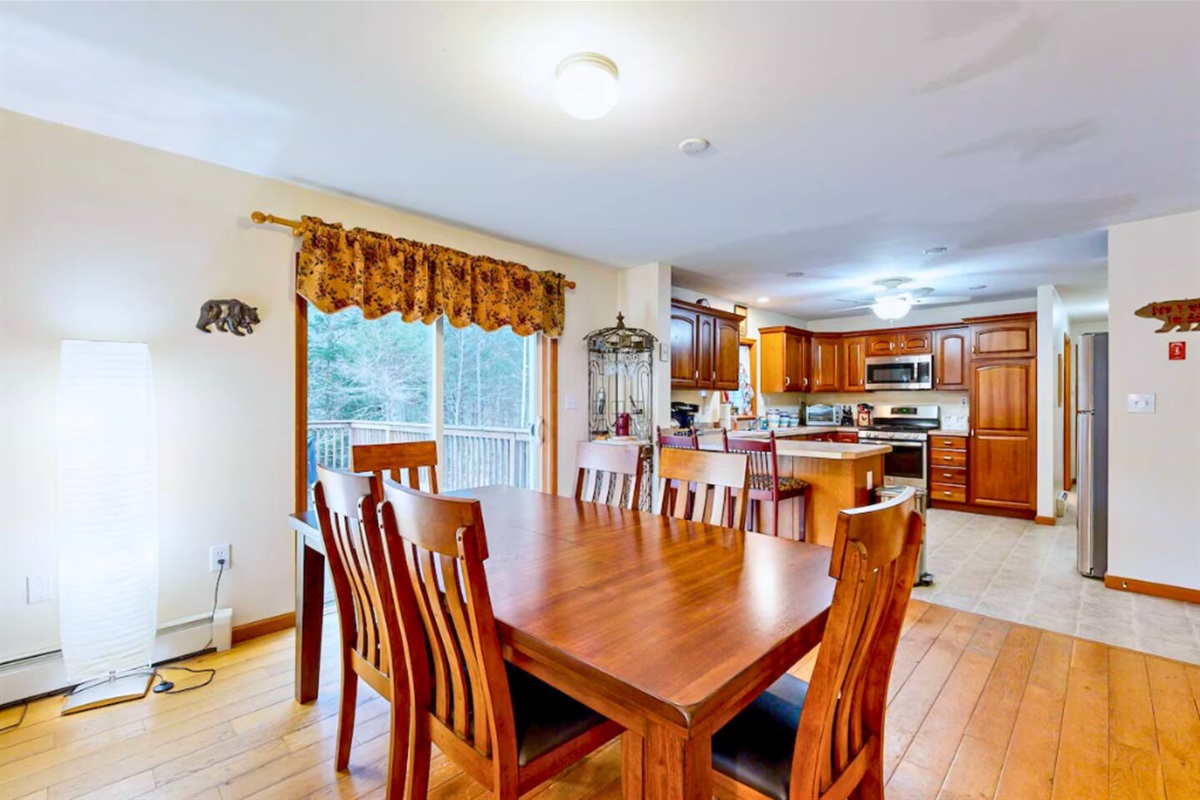 Open Space for everyone to be comfortable during your stay with big deck right off dining room.
