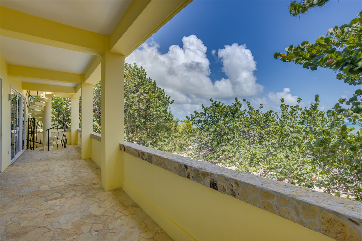 Bedroom balcony connects 3 bedrooms, beach view