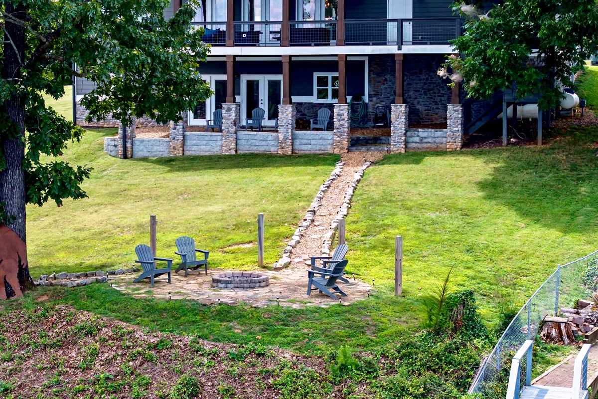 Fire pit and backyard