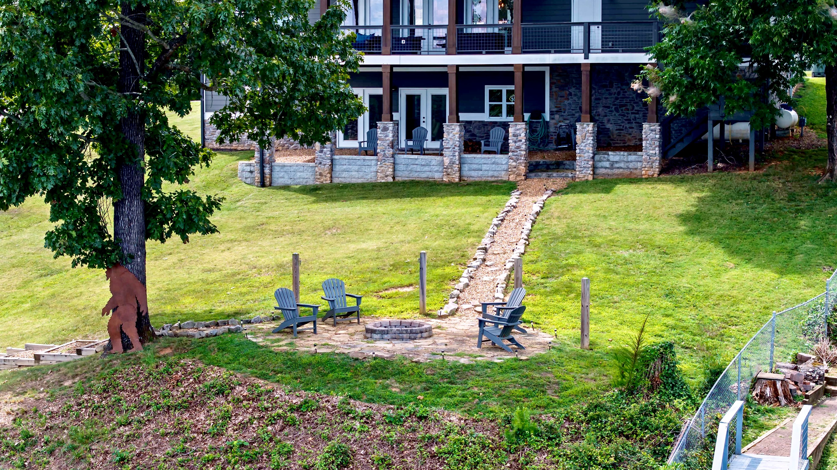 Fire pit and backyard