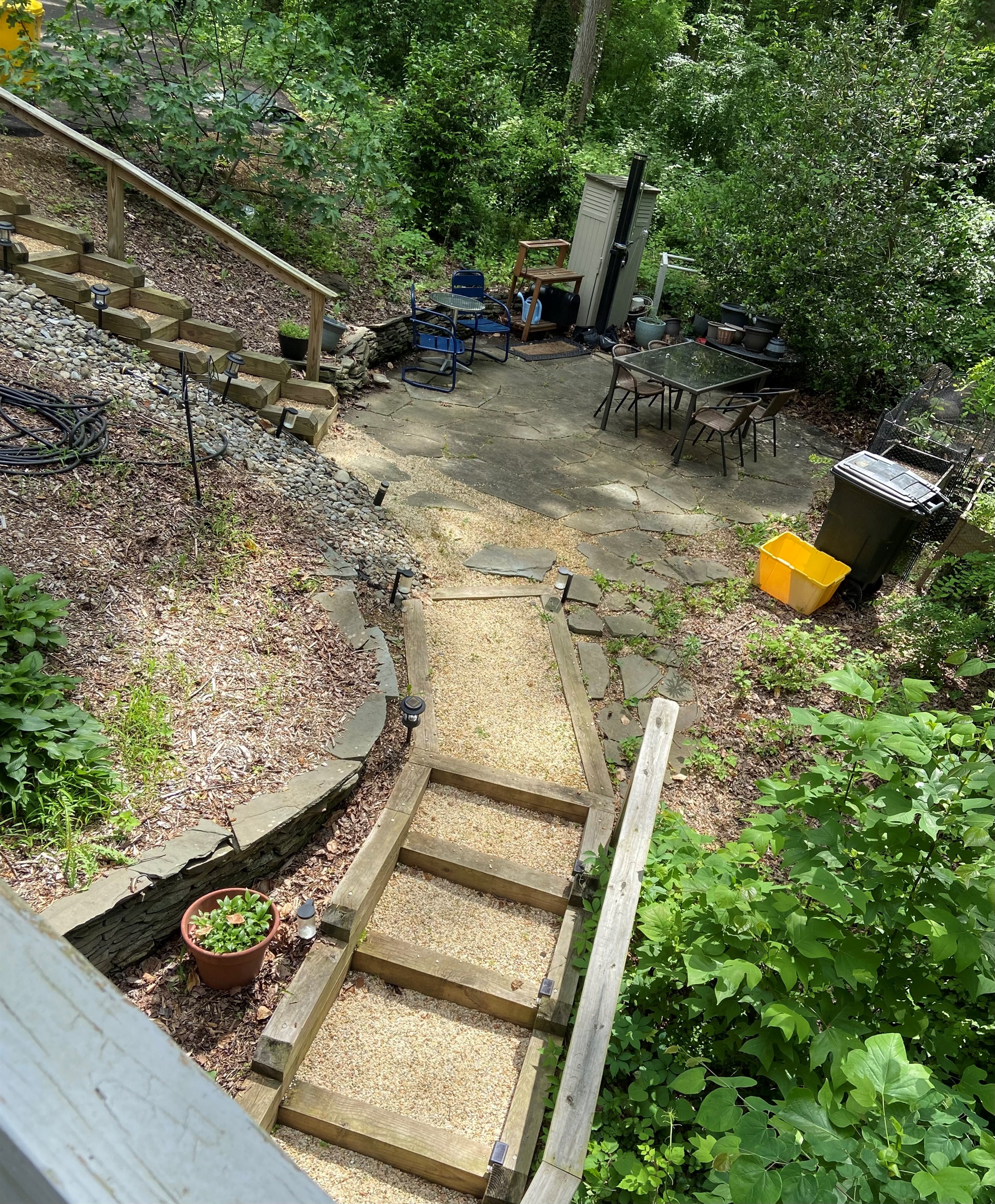 Steps to guest suite. Smoking is permitted on the patio by the steps.