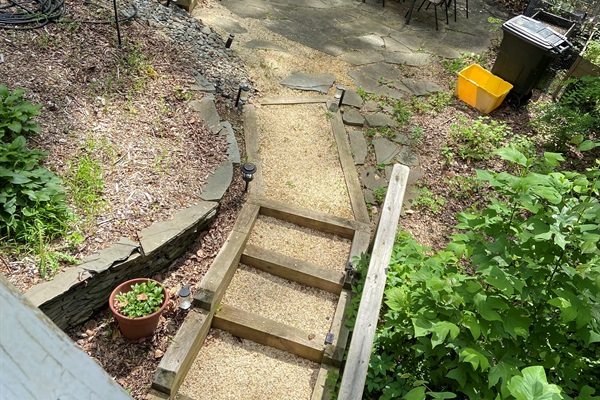 Steps to guest suite. Smoking is permitted on the patio by the steps.