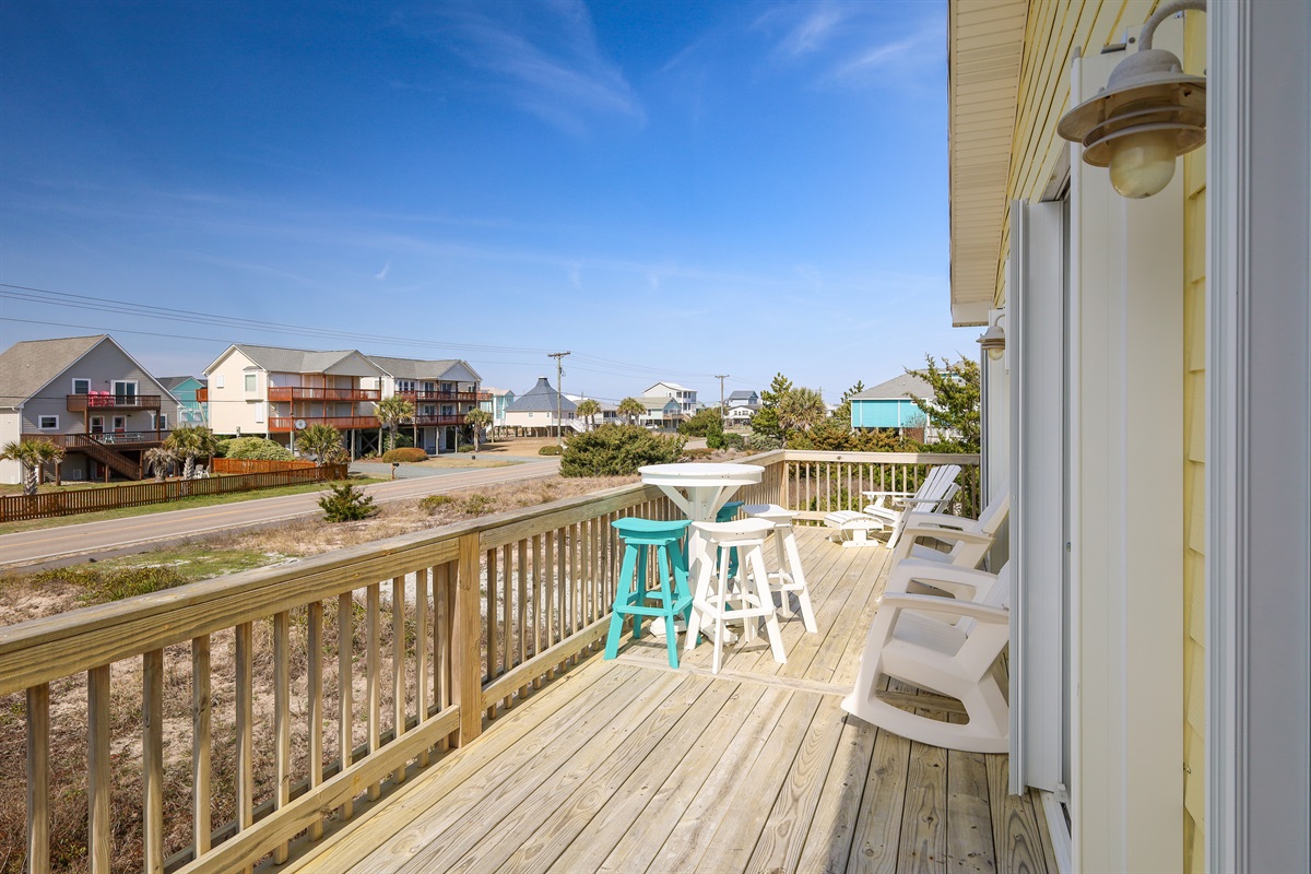 Outdoor dining table perfect for morning coffee
