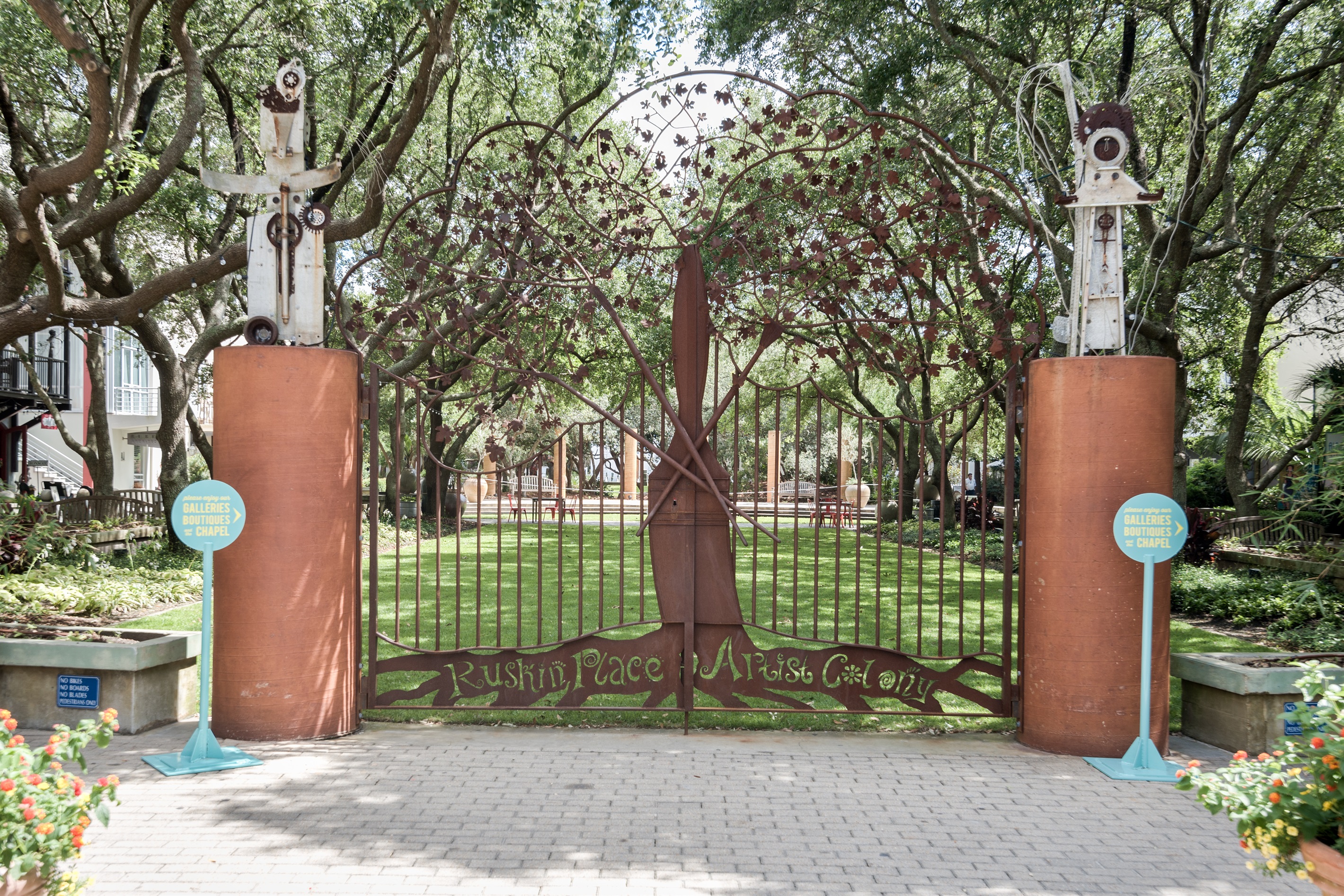 Ruskin Place, just down the street, is a beautiful shaded park right in the heart of Seaside.