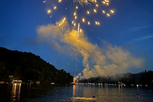 Fireworks over Lake Lure- Rumbling Bald beach