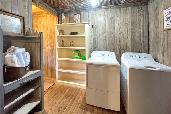 Spacious laundry room means less packing, more playing.
