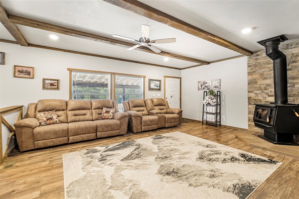 Main living room, wood stove not for guests use