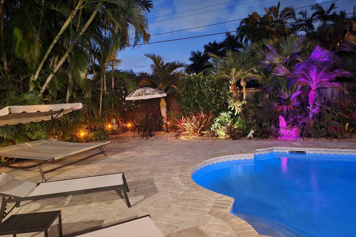 Swimming pool at night