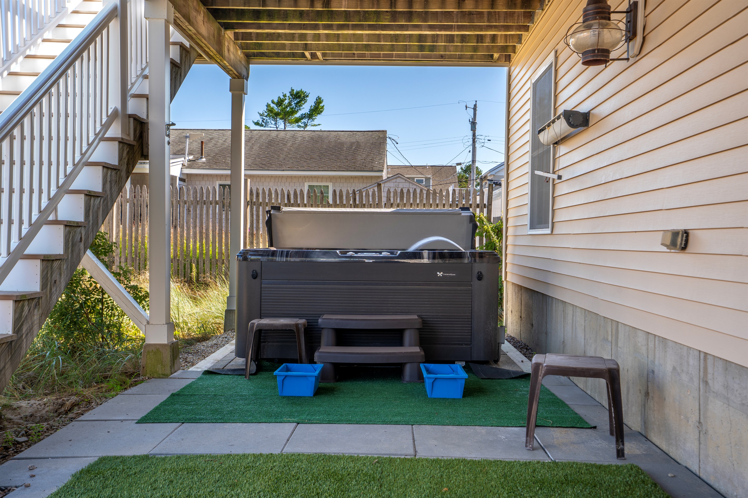 Be sure to relax and unwind in our hot tub — it’s waiting for you!