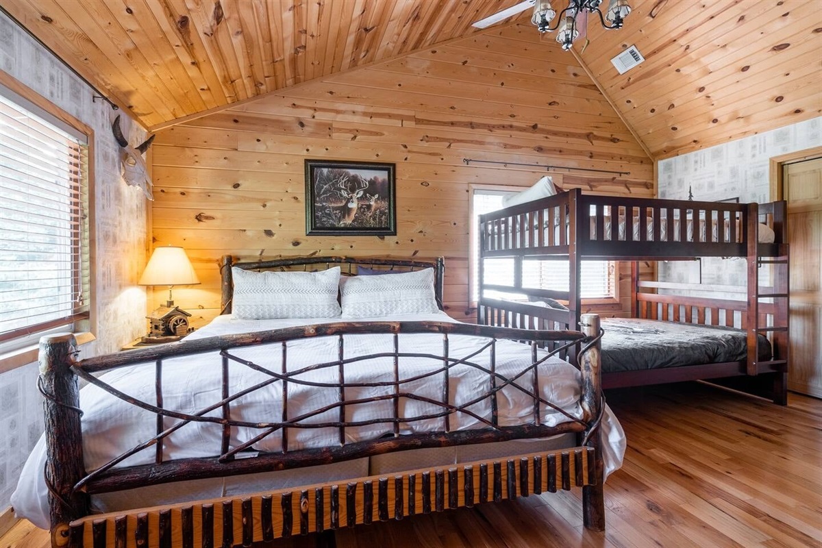 bedroom #3 with king bed and bunk full over full