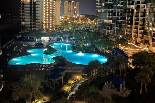 Lagoon pool at night