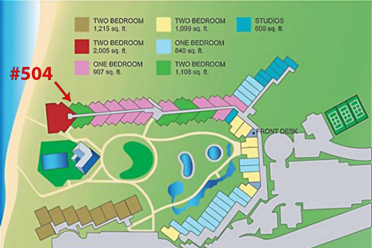 Resort map and location of unit 504