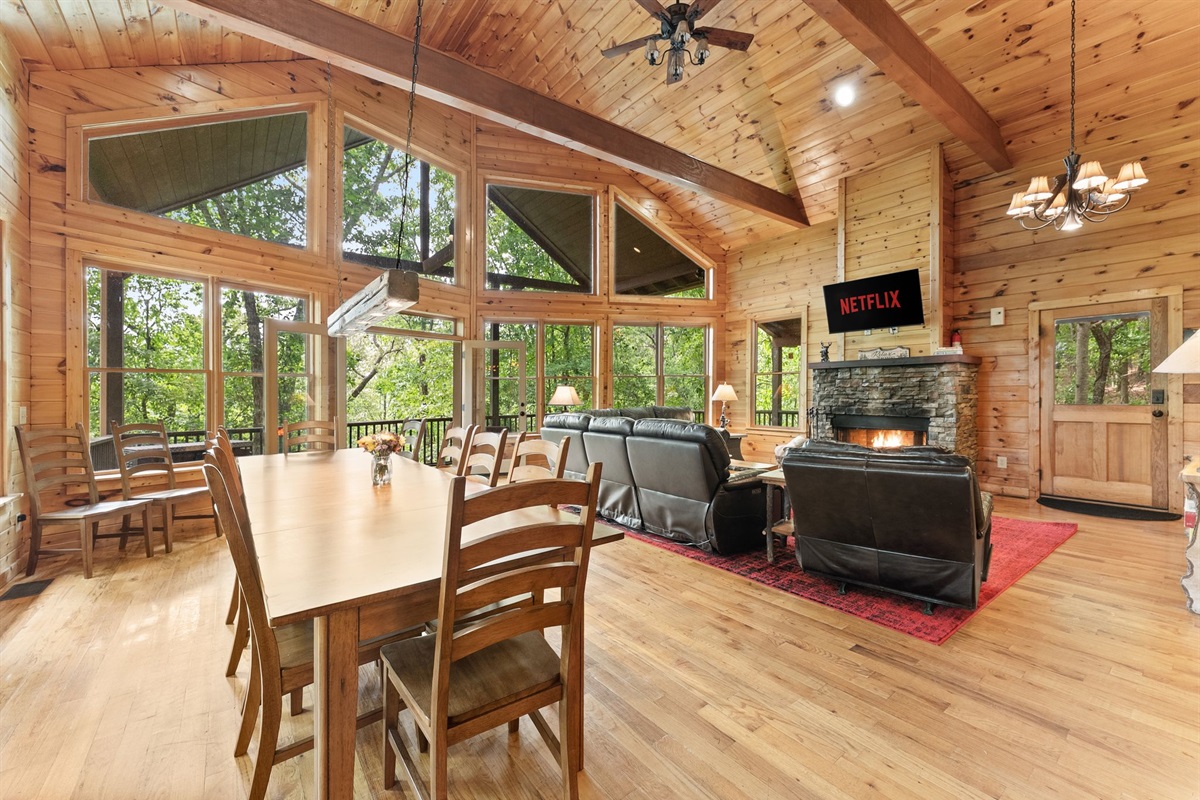 Open-concept layout connecting the living, dining, and kitchen spaces beautifully.