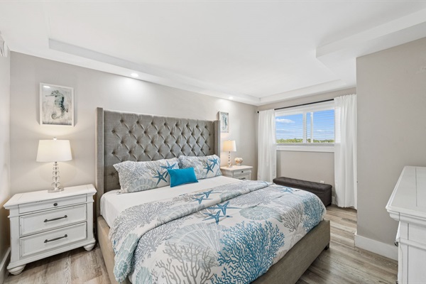 Comfortable King bed with new mattress  topper