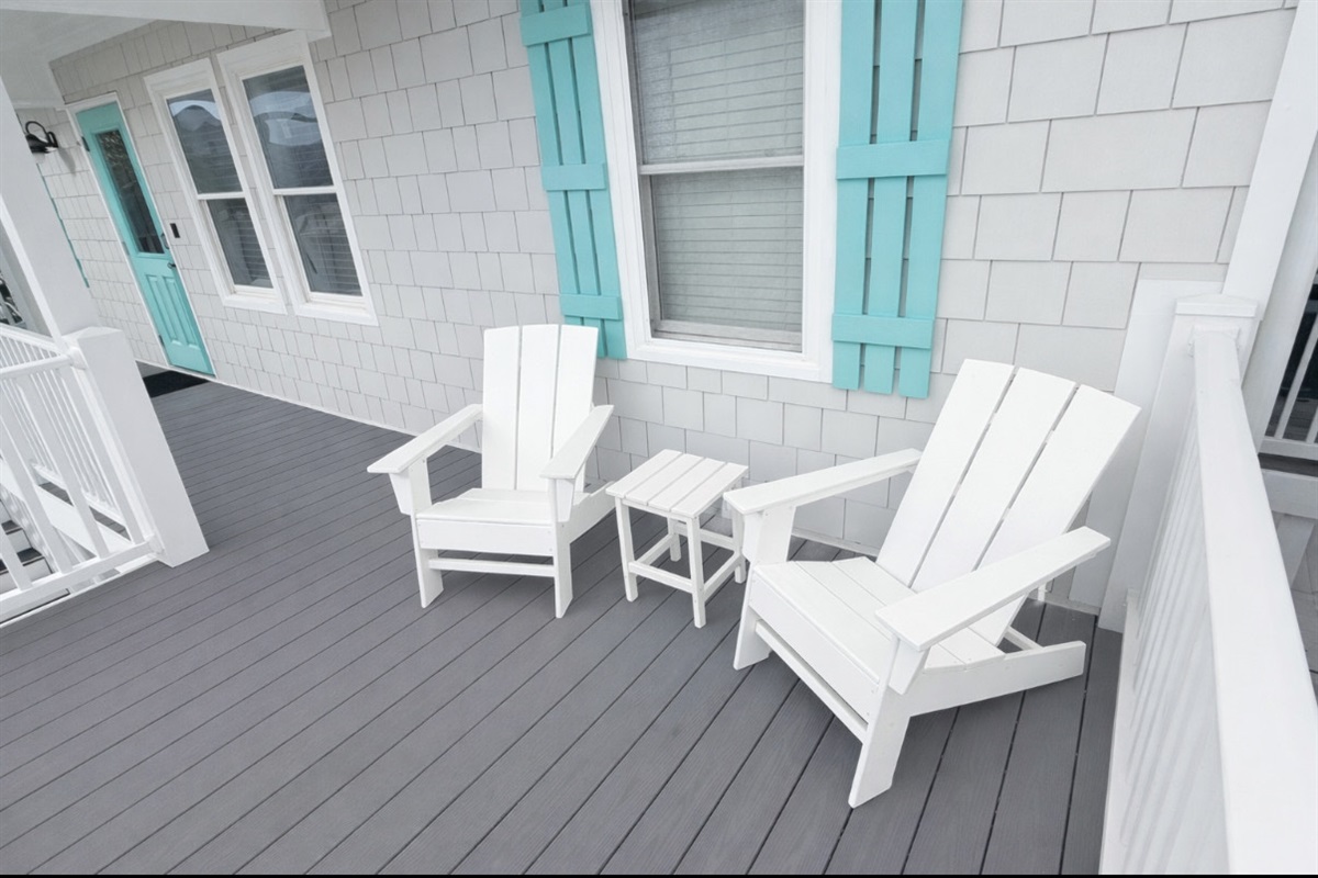 Polywood chairs on front deck