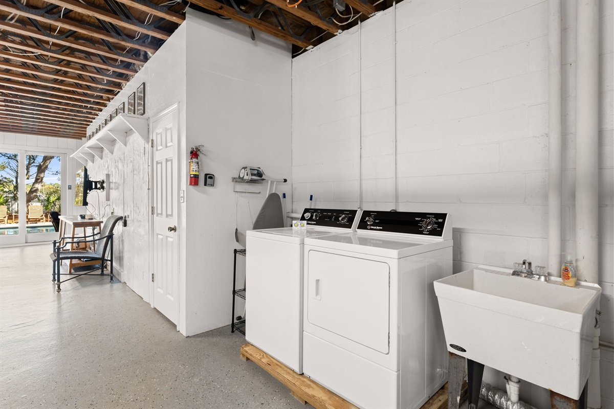 Full-sized washer and dryer located on the ground floor for your convenience.
