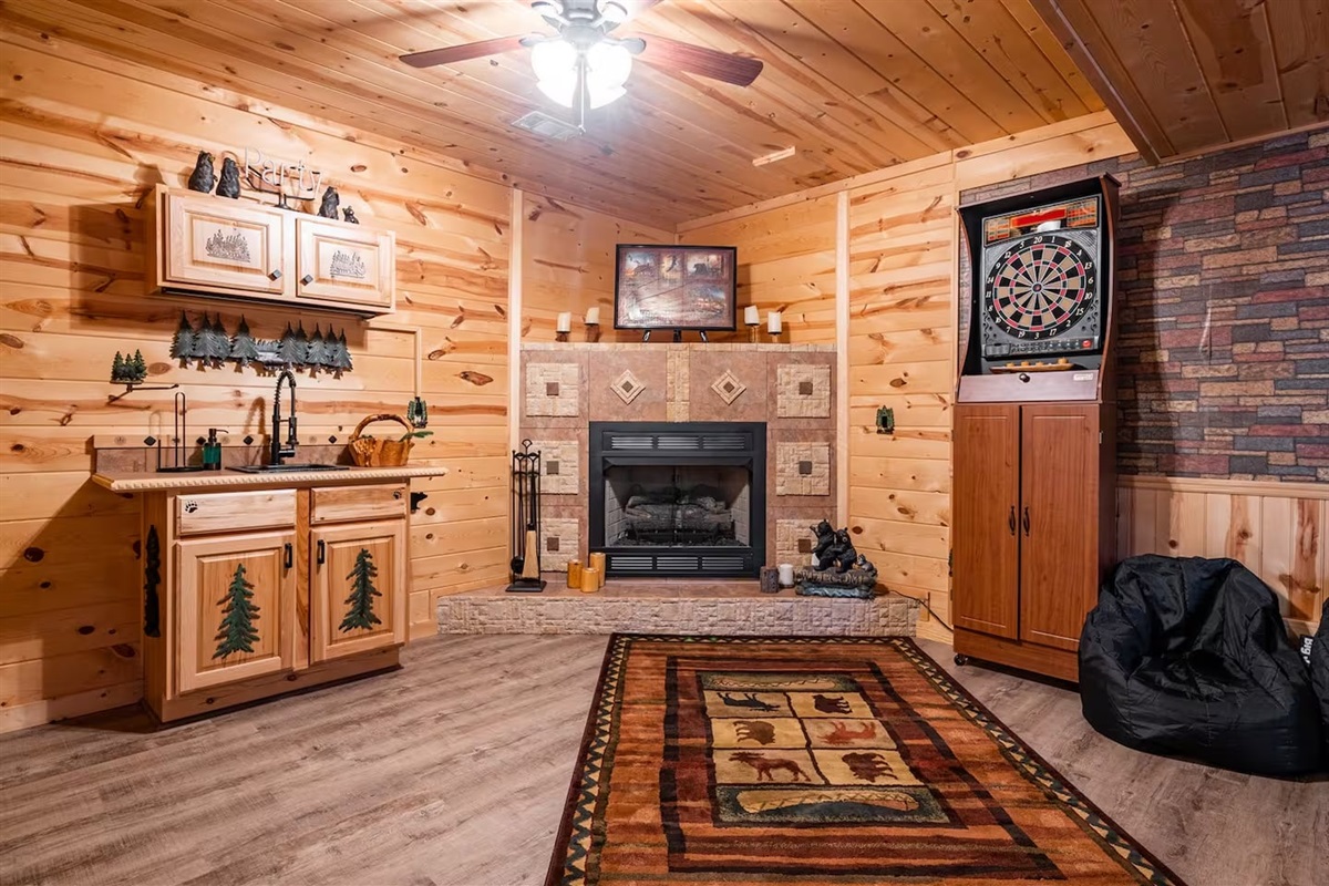 games room fire place