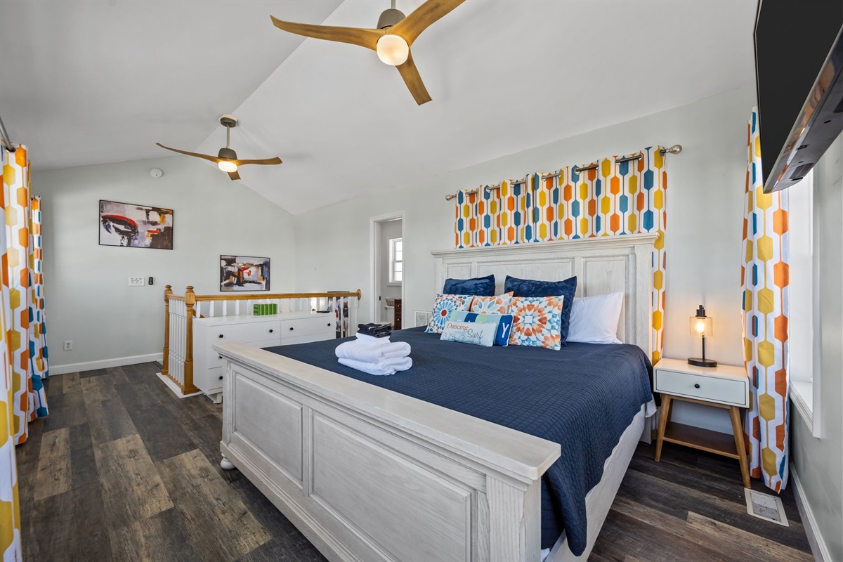 Loft bedroom features a King-size bed