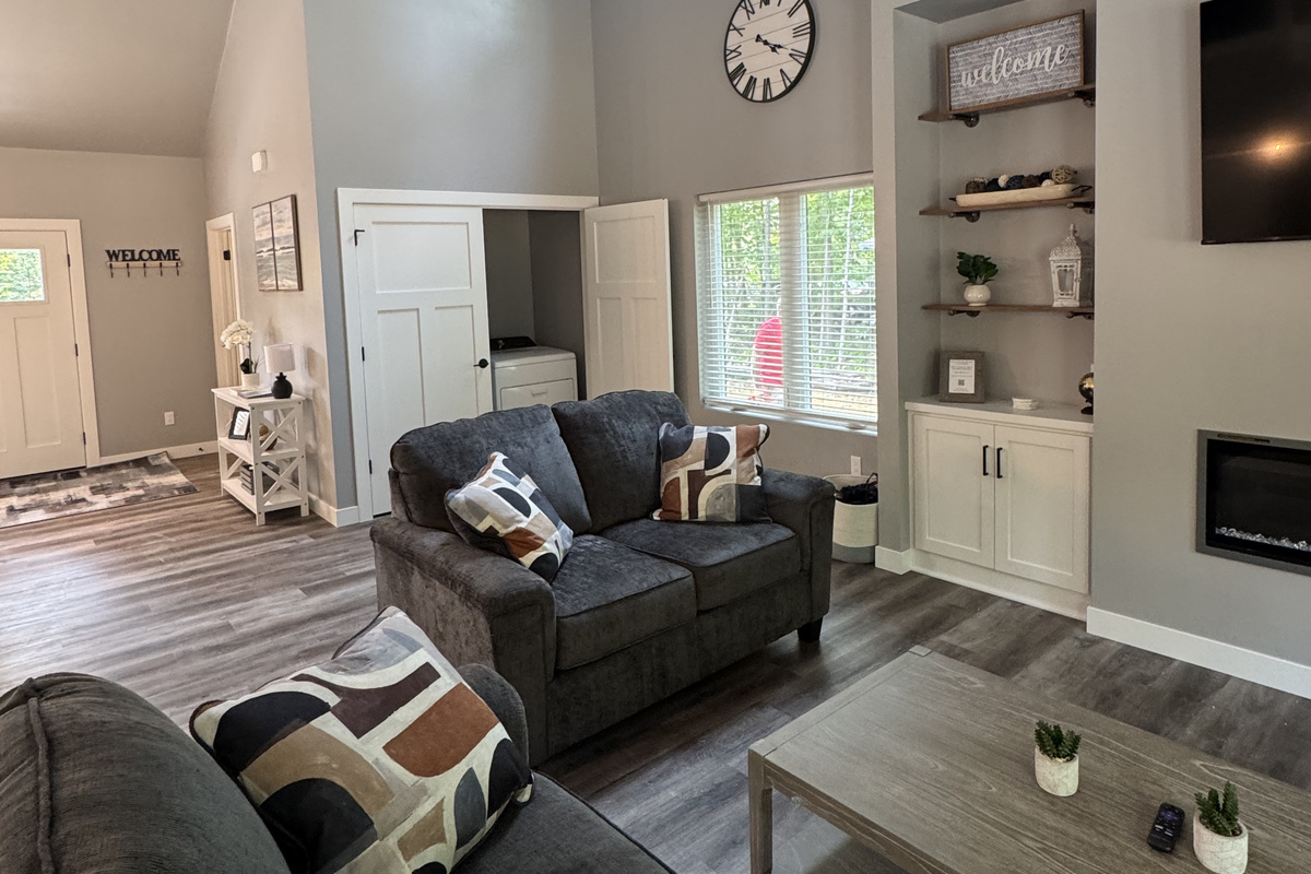 Living room, laundry, front entrance 