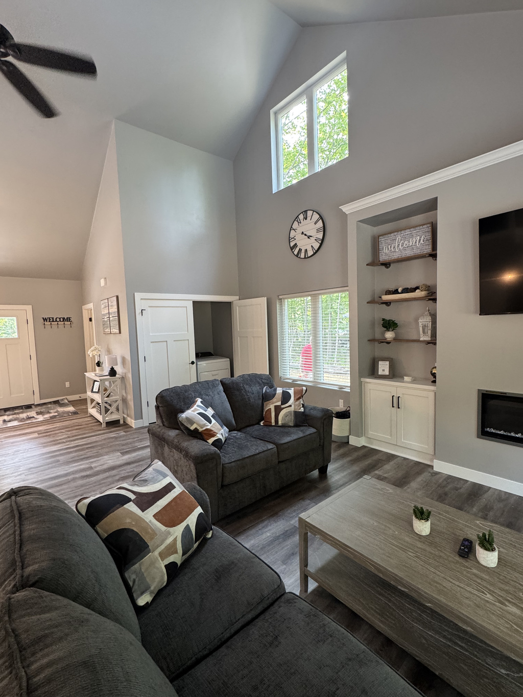 Living room, laundry, front entrance 