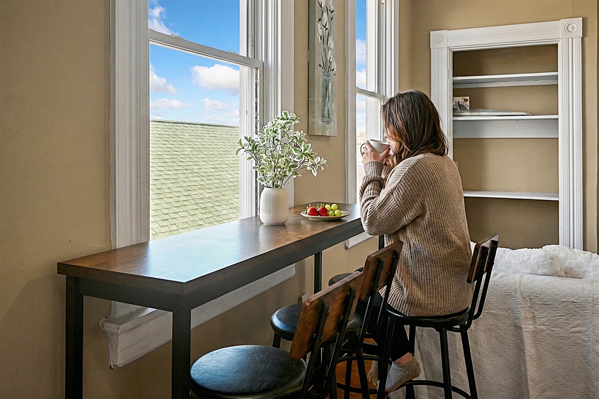 Relax and soak in the natural light while enjoying your morning cup of coffee or an evening glass of wine.