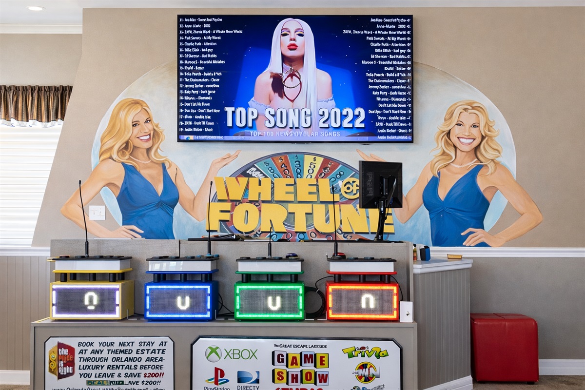 We have our very own wheel of fortune game in house! Play against your friends just like you are on TV