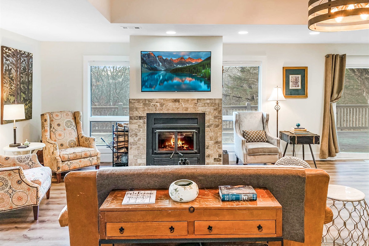 Relax, recharge, and enjoy the quiet glow of the fireplace.