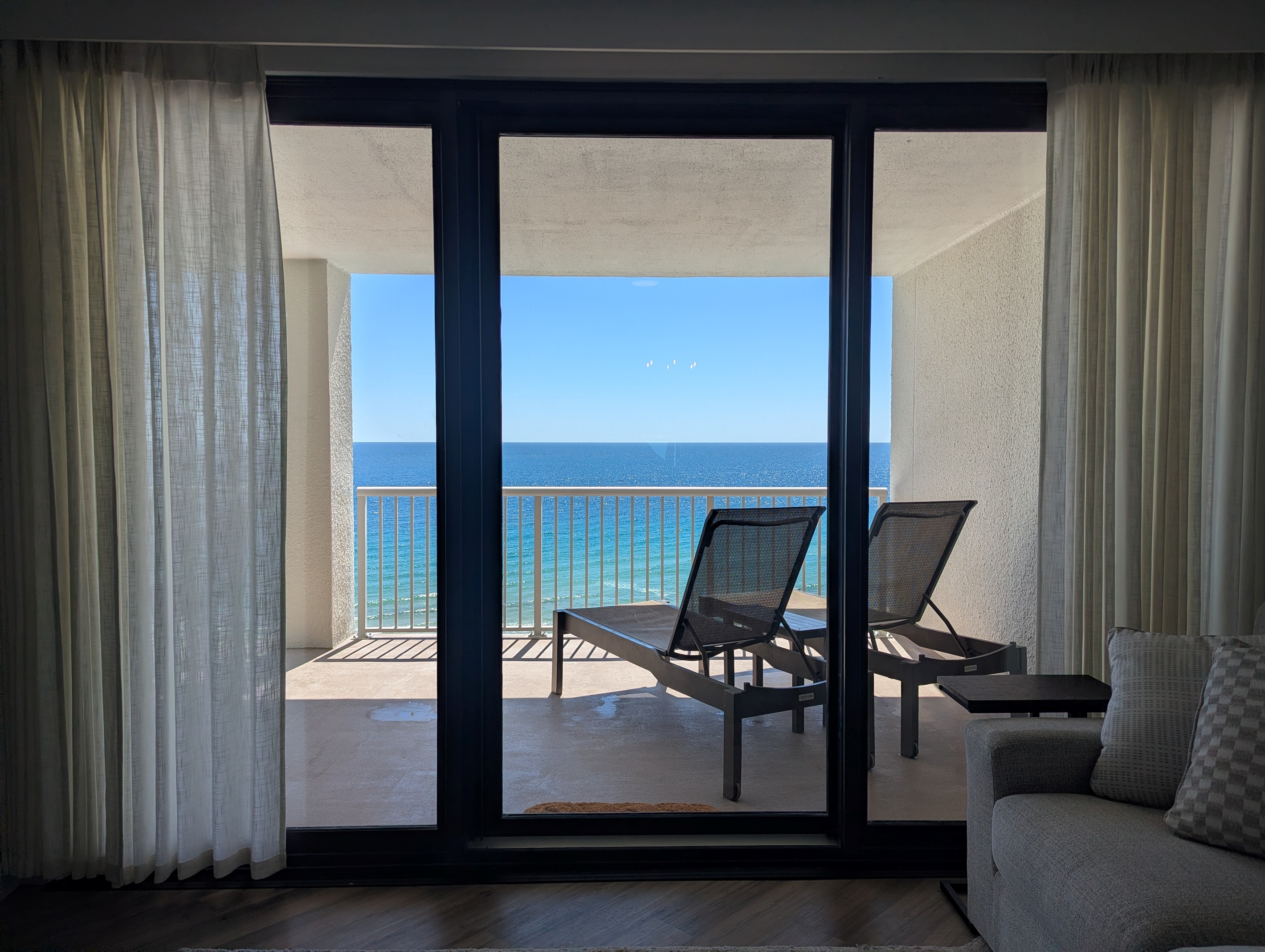 Great views!  This is from the Living Room.  Please note the brand new sliding glass doors!