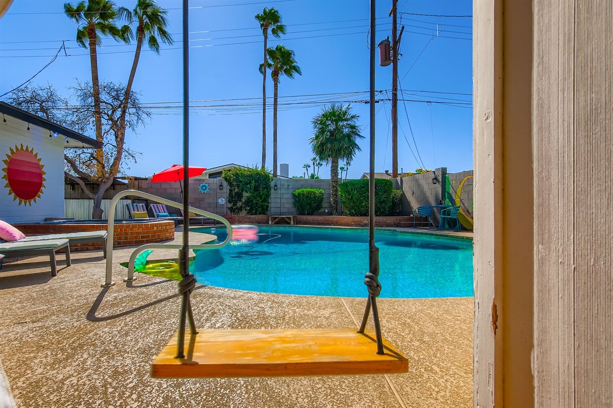 Nostalgic Swing Over Looking The Pool