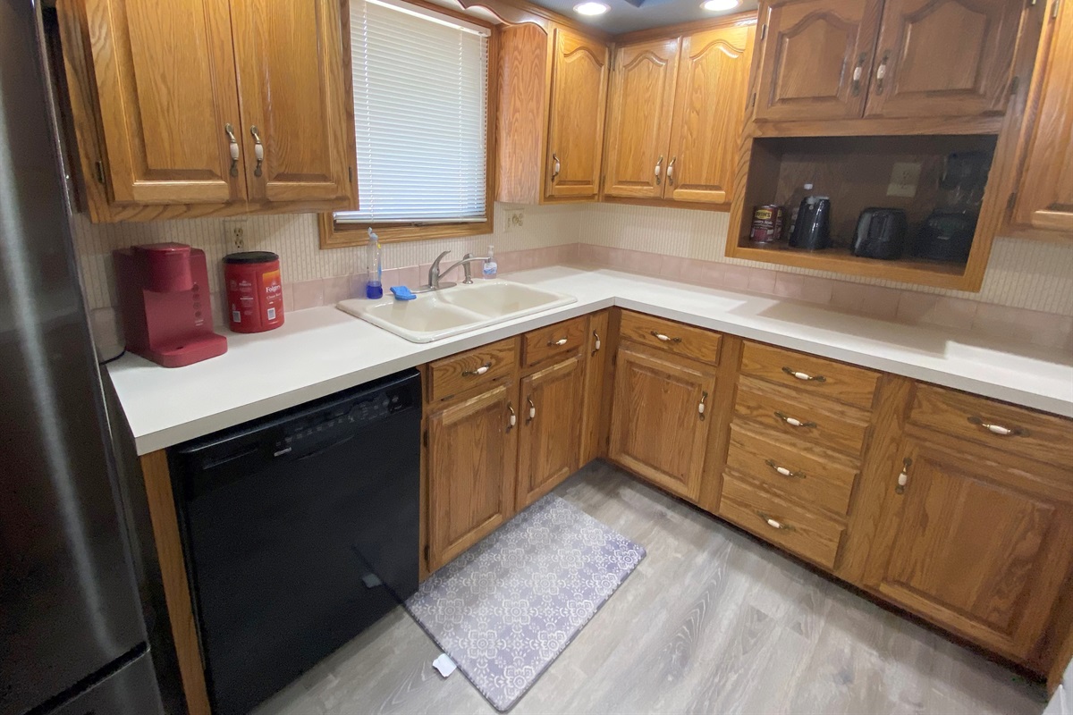 Kitchen Sink, Dishwasher and Coffee Area