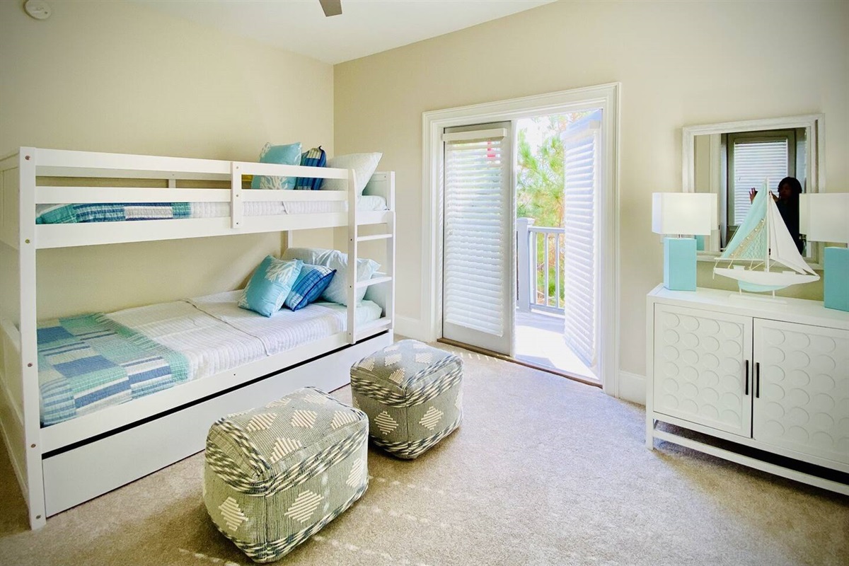 3rd Floor Full size Bunk Bed with Twin size Trundle and Private Balcony on the 3rd Floor