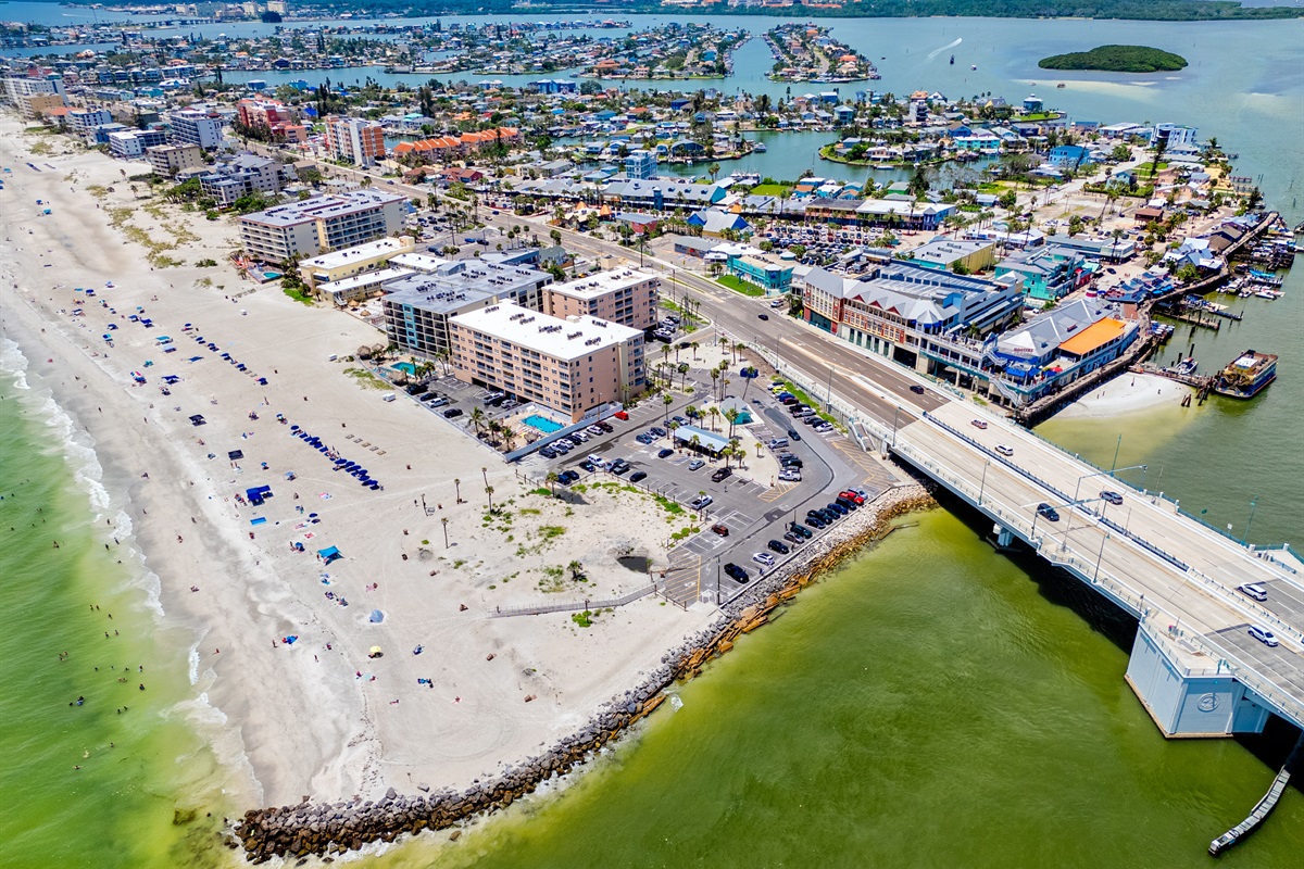 Aerial of Johns Pass Boardwalk Nearby